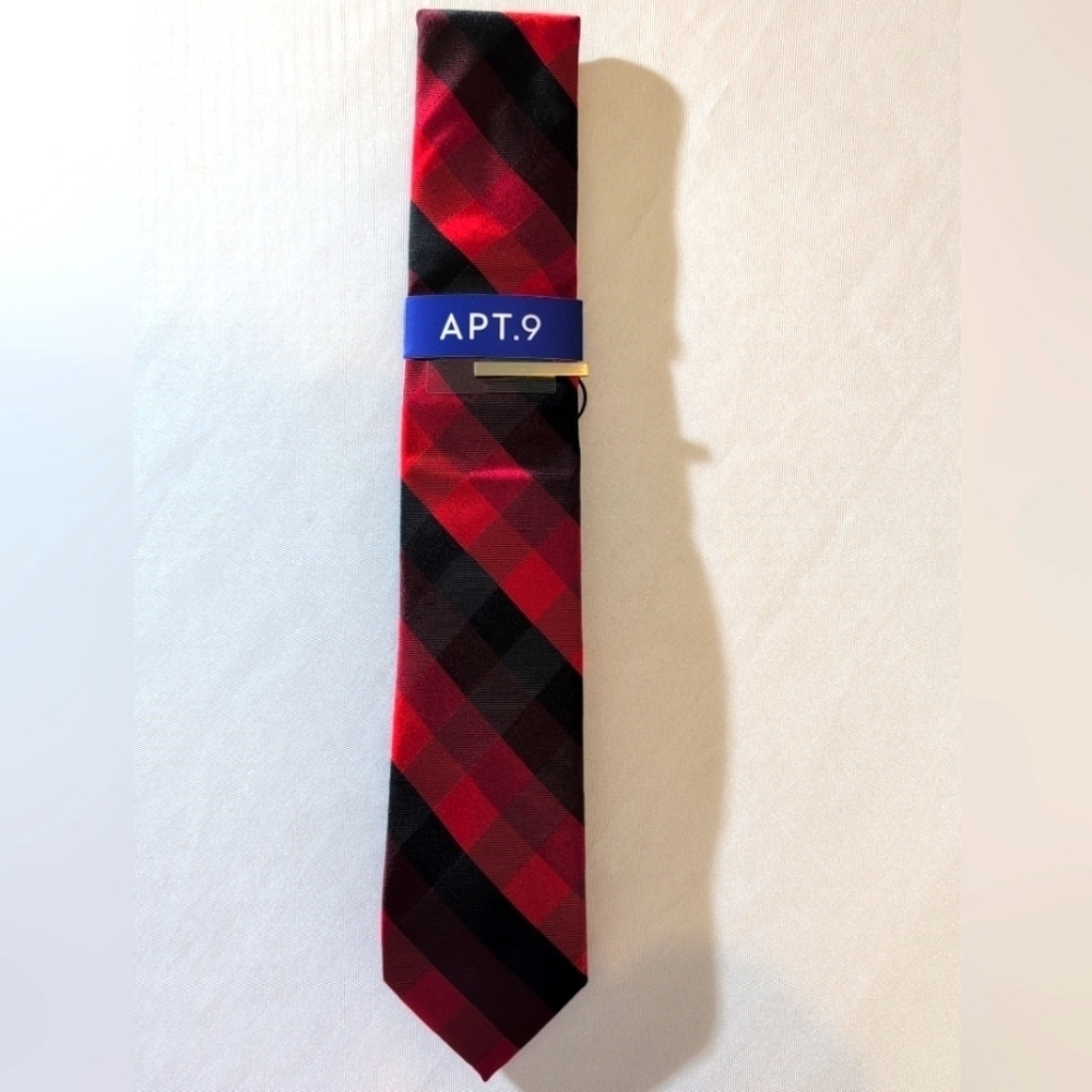 Apt. 9 - Red Plaid Men's Polyester Neck Tie